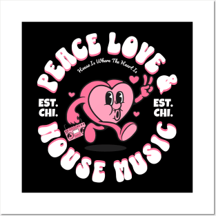 HOUSE MUSIC  - Peace Love Happy Heart (White) Posters and Art